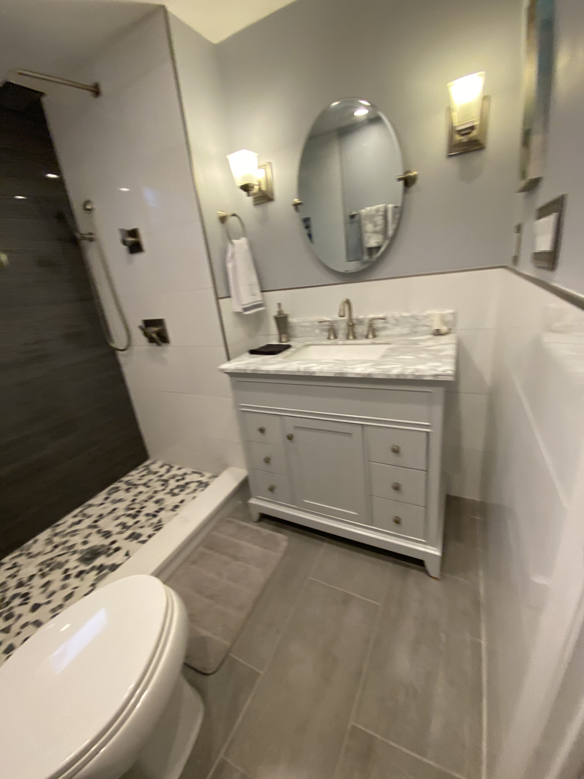 Bathroom remodel — white vanity